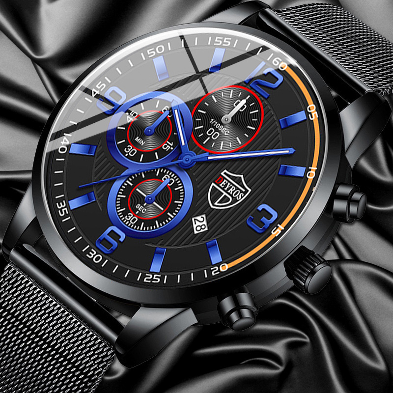 Men Accessories For Wrist - Luxury Men's Quartz Wrist Watch, Black