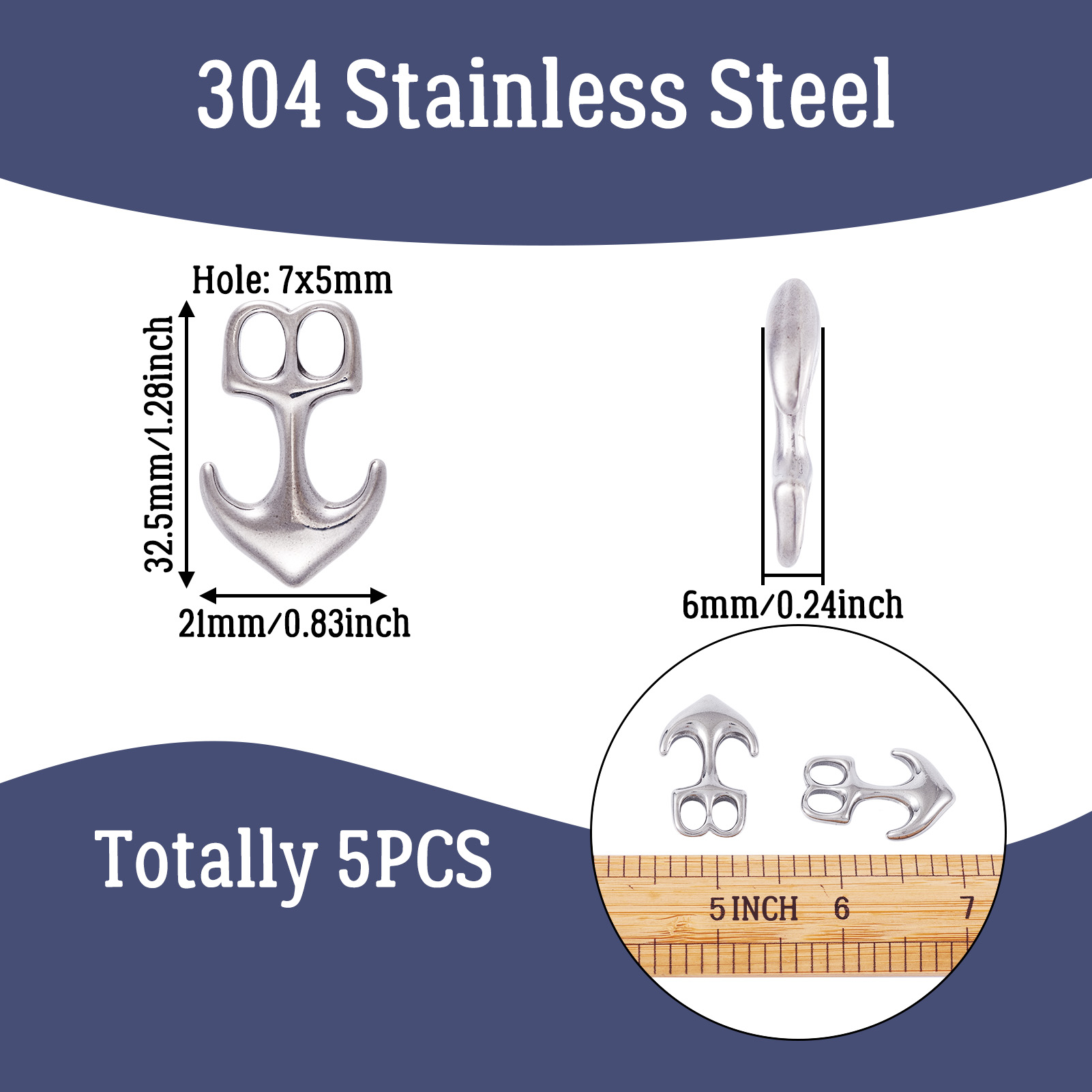 5pcs Anchor Hook Clasps 304 St - Men Accessories Jewellery ulasan dan harga