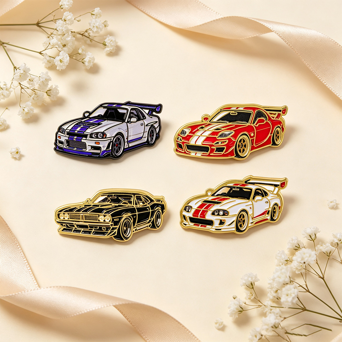 4pcs/set Racing Cars Brooch fo - Men Accessories Gift Set ulasan dan harga