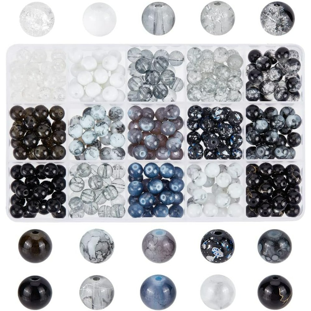 300pcs 8mm Black Glass Beads 1 - Men Accessories Jewellery ulasan dan harga