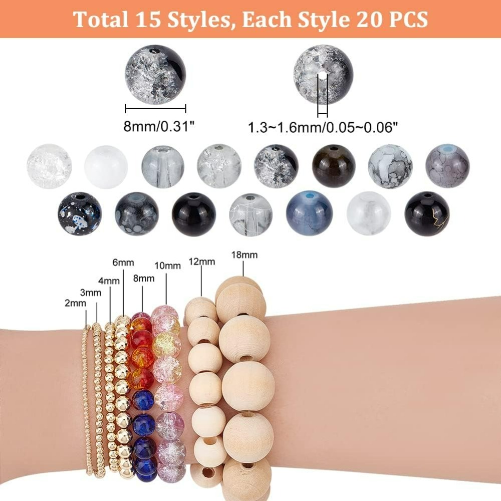 300pcs 8mm Black Glass Beads 1 - Men Accessories Jewellery ulasan dan harga