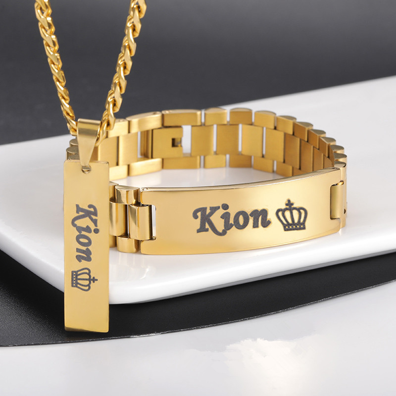 Custom Men Name Necklace Big B - Men Accessories Gift Set ulasan dan harga