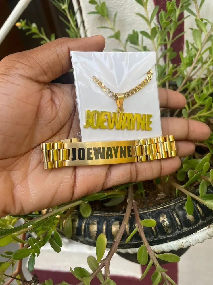 Custom Men Name Necklace Big B - Men Accessories Gift Set ulasan dan harga
