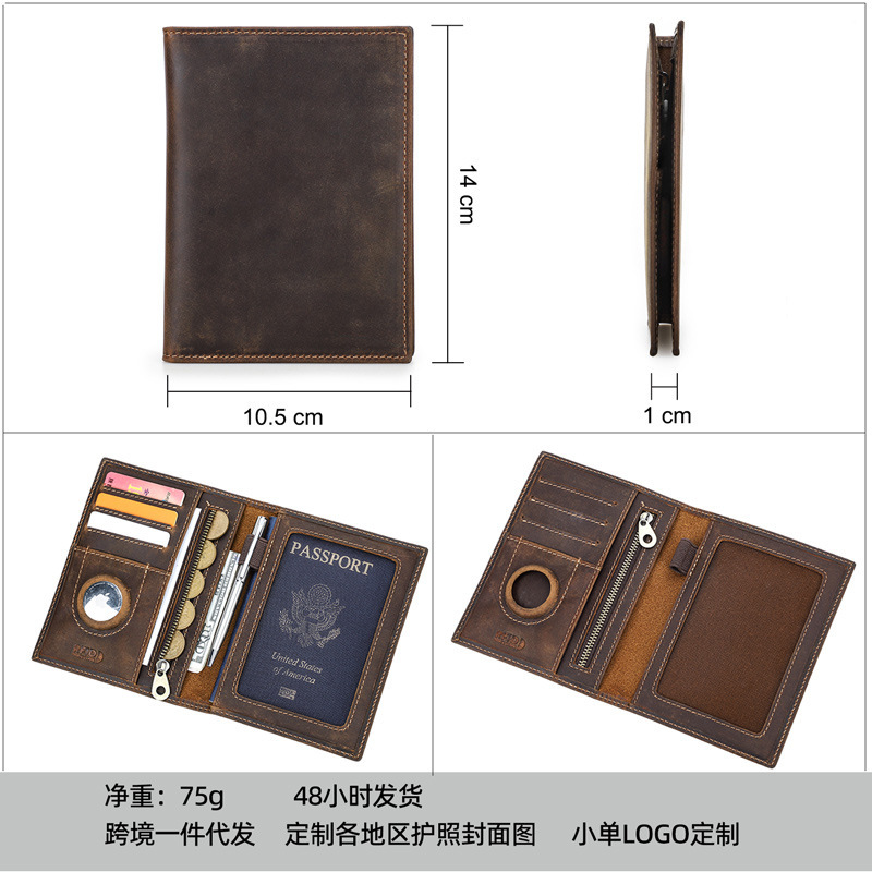 Custom Logo Genuine Leather Sl - Passport Wallet Rfid ulasan dan harga